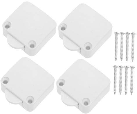 Uonlytech 4 Stück Schrank Schrank Lichtschalter Befestigung Schranksensor unter schrank led-leuchten LED-Regalleuchten Lichter schalten Schranklampenschalter Türlichtschalter Abs Weiß