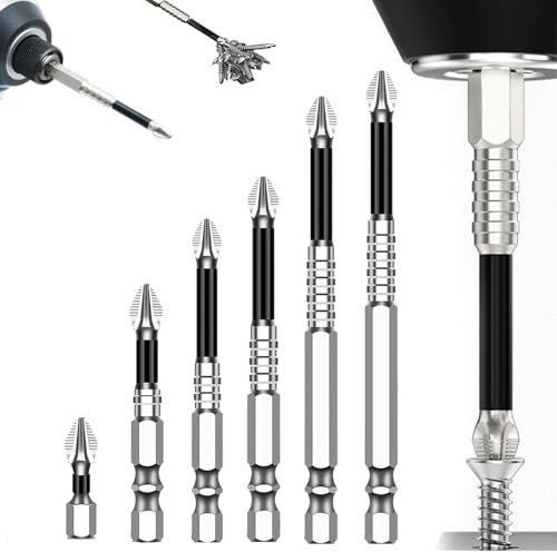 Mzzsveuy 6PCS High Magnetic Screwdriver Drill Bit Set, Strong Magnetic, Anti-Slip, Various Sizes (25-150mm), Standard Screws, Alloy Steel, Impact Driver, Electric Drill, Manual Screwdriver Compatible