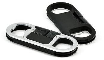 KOMBIUDA Multifunktionales Micro USB Ladekabel mit Flaschenöffner Schlüsselanhänger Datenübertragung für Geräte Tragbares Design Schwarz