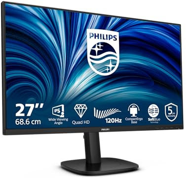 Philips 27B2N3500J - 27 Zoll QHD Monitor, Lautsprecher, höhenverstellbar, Adaptive Sync (2560x1440, 120 Hz, 2X HDMI 2.0, DisplayPort 1.2, USB Hub) schwarz