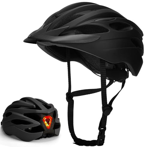 Casco Bici Adulti con LED Posteriore Leggero Traspirante per MTB e Strada