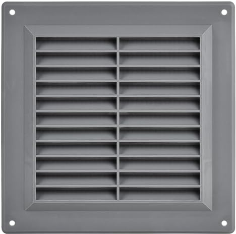TURvent Cubierta de ventilación de aire de 150 x 150 mm, rejilla de ventilación gris de 6 x 6 pulgadas para pared y techo, rejilla de plástico rectangular para sistemas de escape y suministro de HVAC