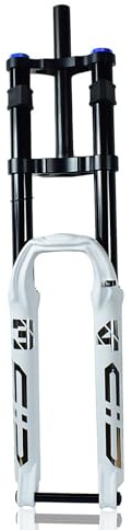 HZXQCVB Fourche À Suspension DH/VTT 26/27.5/29'' Fourche Air Course 140mm Rebond Réglable Double Épaulement Droit Fourche Avant Axe Traversant 15 X 100mm(White,29in)