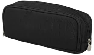 Genérico Estuche Escolar de Lona con Forro Interior y 3 Compartimientos, Gran Capacidad 23.5 cm, Organizador de Lápices y Material Escolar – Disponible en Rosa, Azul y Negro (Negro)
