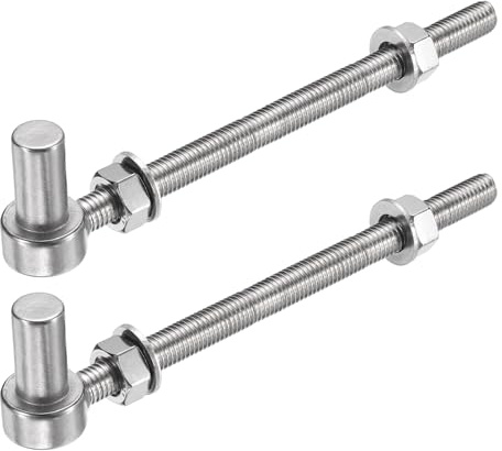 sourcing map 2Pcs J Bolt Gate Hinge, M12 x 8 304 Stainless Steel Gate Hinges Bolt, J-Bolt Post Hinge with Washers and Nuts for Chain Link Fence, Wooden Fence, Driveway, Farm Garden Door