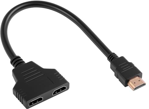 Cable HDMI Splitter,Divisor Adaptador 1080P HDMI 1 Entrada 2 Salidas(Negro) | HDMI Macho a Doble Hembra Duplicador Divisor Cable para LED Monitor LCD y Proyectores,Soporta dos Televisores al Mismo Tiempo