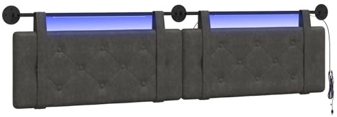 vidaXL Hängendes Kopfteil Mit LED Licht Schwarz Antikes PU, Moderner, rechteckiger Wandkopfteil, platzsparende Rückenlehne, schickes Zimmer-Accessoire, zeitgemäßes Schlafzimmermöbel