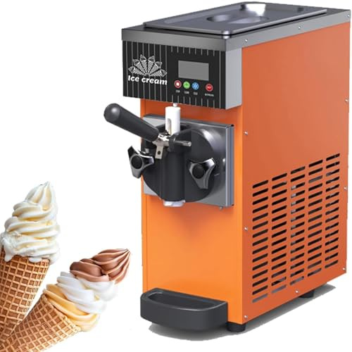 ylpddmm Máquina de Helados Profesional, Heladera Soft Serve con Compresor Autorefrigerante,450W 4-5 L/H,Máquina para Hacer Helados Comercial,Sabor Único para Restaurante Orange