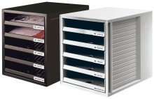 1 X HAN Schubladenbox Schrankset mit bl 5 OFFENEN SCHÜBEN GRAU/BLAU 1401-14