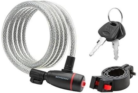 Schwinn - Cierre antirrobo para bicicleta, nivel de seguridad 3, con llave, cable de 12 mm y 1,8 m