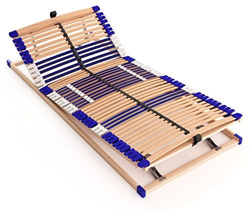 Stabiler Lattenrost 100% BUCHE - Kopf- und Fußteil verstellbar - SCHULTERFRÄSUNG, 7 Zonen, 44 Federleisten, Härte-Regulierung, Mittelgurt - Comfort 44® Vario - 100% fertig montiert (140x210cm)