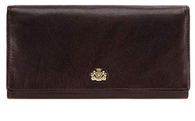 WITTCHEN Geldbörse aus Rindsleder | Kollektion: Arizona | mit Druckknopfverschluss | aus hochwertigen Materialien | elegant und klassisch | Braun | 18.5x9.5 cm