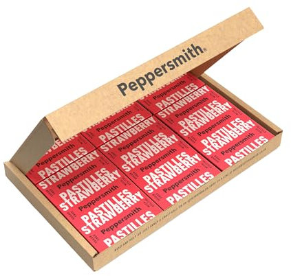 Peppersmith - Strawberry Mints - Vegan - Sugar Free - Strawberry Pastilles - Sugar Free Mints - Breath Freshener - 100% Plant Based Xylitol - Benefits Oral Health - Pocket Packs - 12x15g