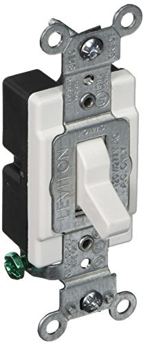 Leviton 15 Amp, 120 Volt, Toggle Lighted Handle, Illuminated Off Single-Pole AC Quiet Switch, Commercial Grade, Grounding, 5501-LHW, White