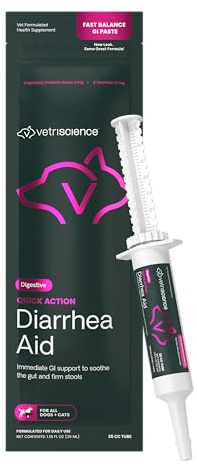 VetriScience Quick Action Diarrhea Aid Paste with Probiotics & B Vitamins, Fast Balance Digestive Support Supplement for Dogs and Cats, Gut Balancer, Unflavored, 35 cc