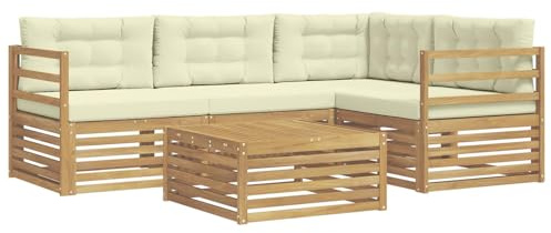 vidaXL Outdoor-Sofagarnitur 6 pcs, Patio Loungeset, modernes Sofa für draußen, wetterbeständiger Gartenspaß, Bequeme Terrassenmöbel