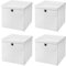 Stick&Shine 4x Aufbewahrungs Korb Weiß Faltbox 33 x 33 x 33 cm Regalkorb faltbar mit Deckel
