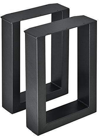 [en.casa] Set di 2 Gambe in Acciaio per Mobili Fai da Te (LxA) 30 x 43 cm - Gambe DIY di Forma Rettangolare per Tavolino Panchina incl. Feltrini - Nero