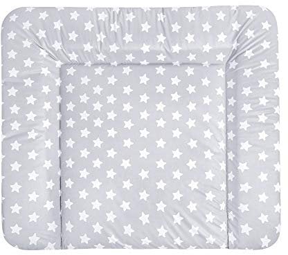 Julius Zöllner Wickelauflage Softy 85x75 cm - Wickelunterlage - wasserdicht und abwischbar - Made in Germany – Oeko-Tex Standard 100 – Sterne grau
