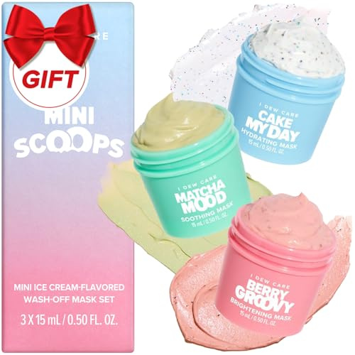 I DEW CARE Wash Off Face Mask Skincare Gift Set - Mini Scoops | Facial Masks, Matcha, Korean Skincare, Pore Cleansing Mask, Cruelty-Free, Travel Size, Mini Set, Stocking Stuffers, Teen Girl Gift Set