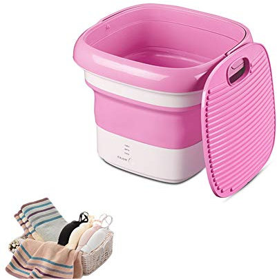 MNSSRN Pliant Machine à Laver Portable, Mini Semi-Automatique Machine à Laver, sous-vêtements, Chaussettes Machine à Laver, d'économie d'énergie et Protection de l'environnement Petit Lave-Linge,Rose