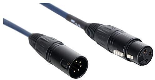 Pronomic Stage 3F5M-0.2 DMX Adapter-Kabel - Stecker: 3-pol female auf 5-pol male - Länge: 20 cm - Goldkontakte für störungsfreie Übertragung - Blau