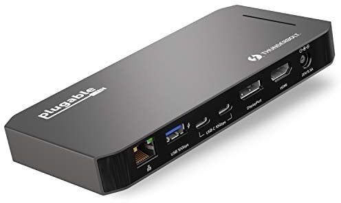 Plugable Thunderbolt Dock, 40Gbps with 100W Laptop Charging, Compatible with macOS, Windows, Dual HDMI Docking Station with DisplayPort - Dual Monitor, 2X USB-C, 3X USB 3, Gigabit Ethernet, Audio Jack
