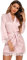 RSLOVE Peignoir Femme Satin Kimono Sexy Sortie de Bain Vêtements de Nuit pour Fête Mariage Rose M