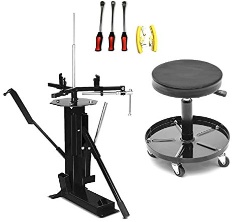 Set Motorrad Reifenmontiergerät XL9B 4-21 + Montiereisen + Werkstatthocker