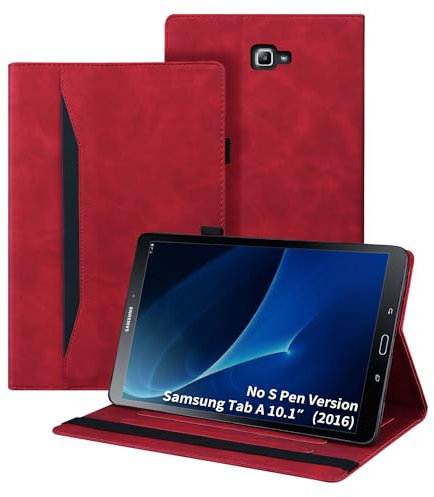 Auslbin Cover per Galaxy Tab A6 10.1 2016,Cuoio Premium PU Cover per iPad Tablet con Sleep/Wake Automatica funzione,Custodia per Samsung Galaxy Tab A6 10.1 Pollici SM-T580/SM-T585,Rosso