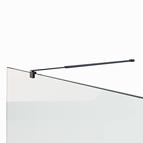 iflair Barra de sujeción negra para paredes de ducha de 6 8 10 mm con articulación giratoria de 360° Estabilizador de acero inoxidable V2A con rango de ajuste de 73 121 cm para duchas de cristal 23BM
