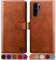 SUANPOT [RFID Schutz für Huawei P30 Pro Hülle PU Leder Handyhülle Lederhülle Klapphülle Kartenfach Flip Cover für Huawei P30 Pro Handy hülle Leather Wallet Phone Case Hellbraun