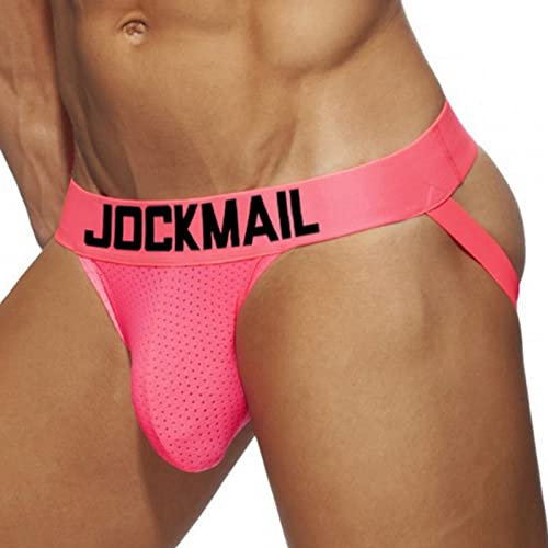 Faringoto Sous-vêtement à bretelles pour homme - Micro Mini - Slip de bain doux et tendance, rose rouge, XL
