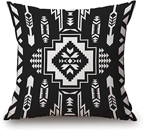 Mexikanischer Azteken-Navajo ethnischer dekorativer Überwurf-Kissenbezug Kissen Zuhause Wohnzimmer Bett Sofa Auto Baumwolle Leinen quadratisch 45,7 x 45,7 cm