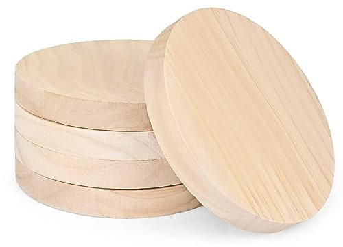 Yangbaga 15cm Discos De Madera Sin Acabado,Grosor Madera Rodajas Natural en Circulo Madera para Manualidades Pintura, Navidad, y Placa para Puerta 5 Piezas