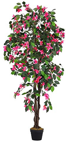 BTGGG Artificial Blossom Tree 165cm Tall Indoor Faux Rhododendron Tree in Pot Realistic Fake Blossoming Plant with Flowers for Garden Porch Home Office Decoration