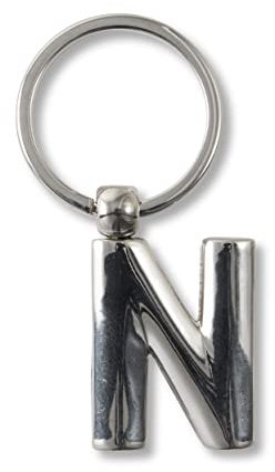 if Porte-clés lettre N en métal personnalisable, 7 cm, argenté, Argenté., 7 cm, Classique