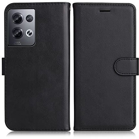 DENDICO Cover per Oppo Reno 8 PRO 5G, Premium Portafoglio PU Custodia in PU Pelle, Flip Libro TPU Bumper Caso per Oppo Reno 8 PRO 5G, Nero