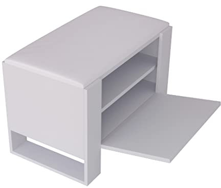 MRBLS Schuhschrank mit Sitzbank - Modernes Design & Robuste Qualität – Schuhregal Geschlossen Schuhbank Garderobenbank mit Sitzfläche Sitzpolster – erhältlich in 6 Farben (Weiß Matt - Weiß Matt)