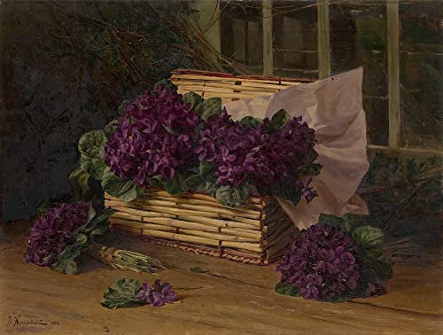 SERAVE Wandkunst Bilder Poster Wandkunst Ölgemälde Stillleben mit Veilchen Iosif Evstafevich Krachkovsky für Wanddekoration 60x90cm
