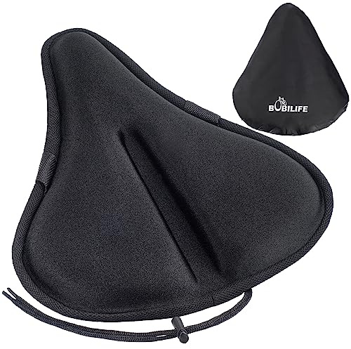 Dickes und breites Gel-Fahrradsitzkissen mit Regenschutz, große Oberfläche, Bequem für Ass, Memory-Gel-Schaumstoff, Fahrradsattel, Sitzkissenbezug