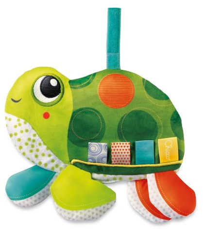 Chicco Molly, die Schildkröte, weiches und buntes Stoffspielzeug, Verschiedene Stoffe zur Förderung der taktilen Fähigkeiten, mit Klettverschluss, waschmaschinenfest, Kinderspielzeug 0-18 Monate