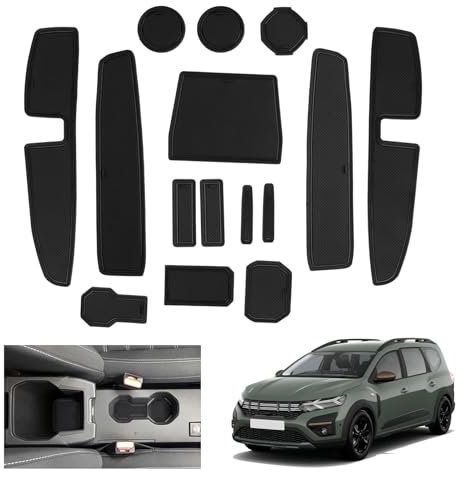GAFAT 2022-2024 2025 Dacia Jogger Antirutschmatten, Jogger Hybrid/Extreme 2024 Gummimatten rutschfest Non-Slip, Mittelkonsole Matten, Türnaht Matten, Dacia Jogger Zubehör (Schwarz)