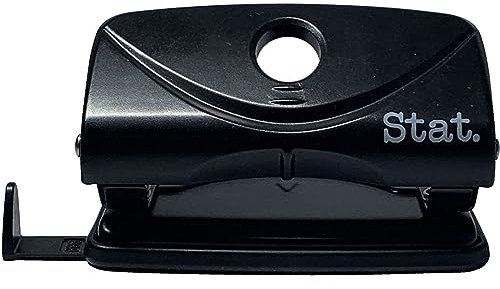 Stat Perforadora pequeña de plástico con 2 agujeros, capacidad para 10 hojas, color negro