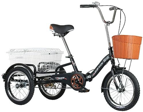 Kcolic 16 Zoll 3 Rad Fahrrad, Dreirad Für Erwachsene, Faltbares Dreirad Mit Einkaufskorb, Trike Fahrrad Einfaches Modernes Stadtfahrrad B,16inch