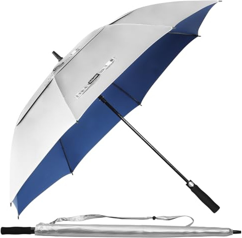 Fulynmen Sonnenschirm, UV-Schutz, UV-Schutz, winddicht, großer Golf-Regenschirm, automatisches Öffnen und belüftet, Doppeldach, Sonnenschirm, 172,7 cm, 172,7 cm, LSF 50+, für Sonne und Regen