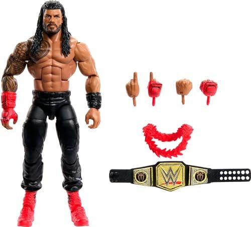 Mattel WWE Elite Actionfigur & Zubehör, Serie #110 Roman Reigns 15,2 cm Sammlerstück mit 25 Gelenkpunkten & austauschbaren Händen