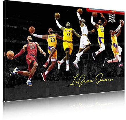 RAAMKA Leinwand Druck Poster Senza Cornice LeBron James Inspirational Basketball Stars Poster Modern Family camera da letto Decor 60x90cm