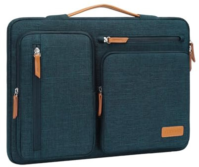 MOSISO 360 Protective Laptop Case 13.3 inch, 13-13.3 inch Laptop Sleeve Compatible with MacBook Air/Pro 13/Pro 14, HP Dell Acer ASUS, Side Open Carrying Case with 4 Zipper Pockets&Handle, Teal Green
