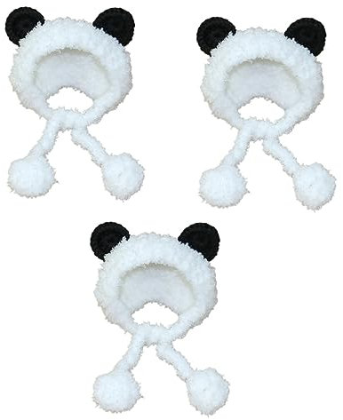 FOMIYES 3 Stück Panda-förmige Kopfbedeckungen Plüsch-hundemütze Mit Bärenohren Haustierkostüm Hundekopfschmuck Warmer Hals-ohrenwärmer Für Größen